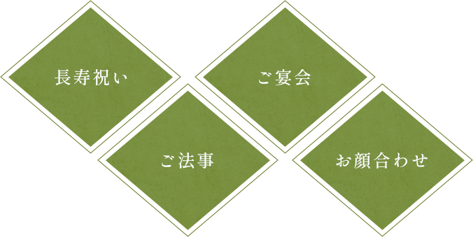 長寿祝い,ご法事,ご宴会,お顔合わせ